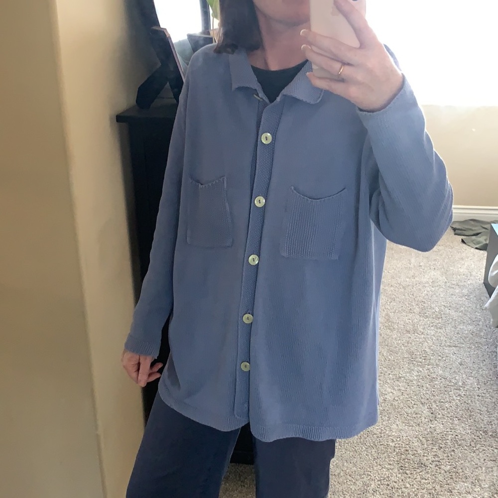 Periwinkle Knit Button-Up - Picture 2 of 4